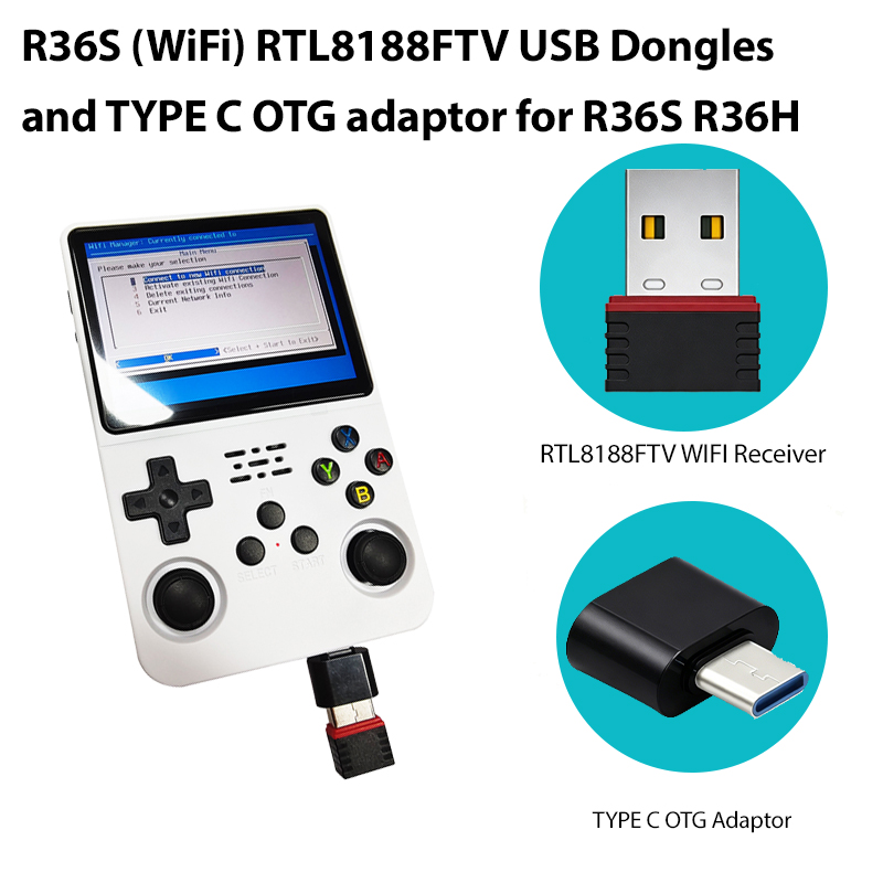 Gaming Console R36H - Dongles USB 2026 R36S (WiFi) RTL8188FTV