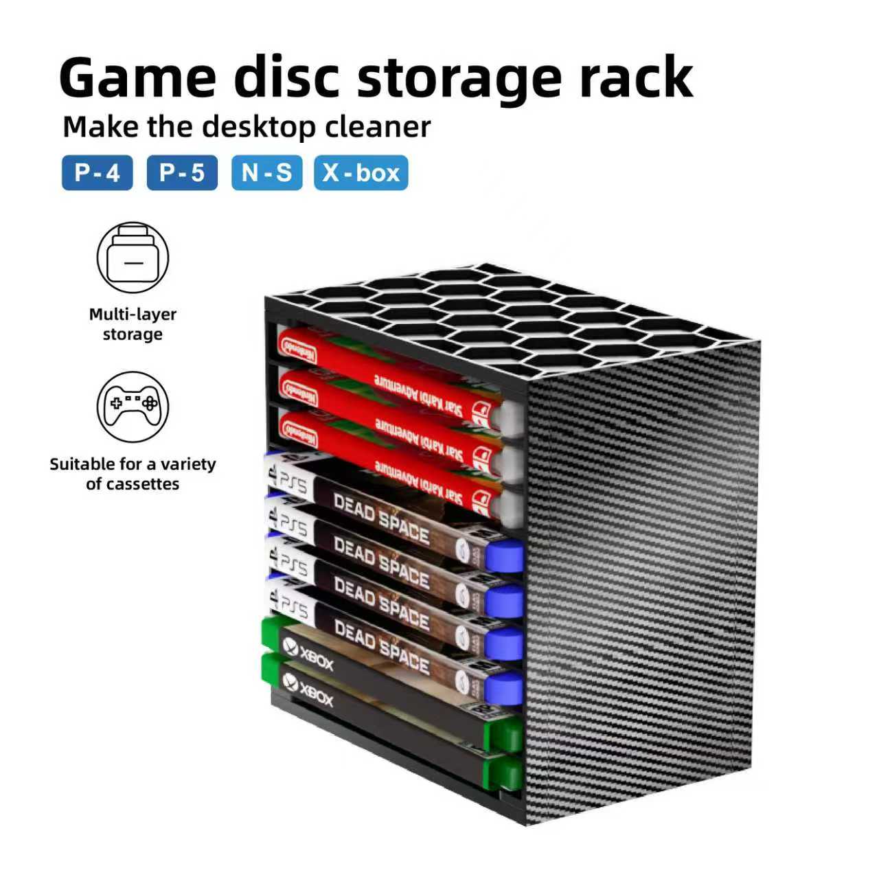 Gaming Console Organizer - Suporte de Armazenamento de Cassete de